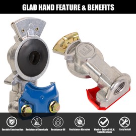 Vitonsbay Gladhands Set with 4pcs Glad Hand Seals,Universal Gladhand Aluminum Emergency Air Hose Brake Coupling Service Handshake Set for Truck Semi Trailer RVs 1pcs Red 1pcs Blue
