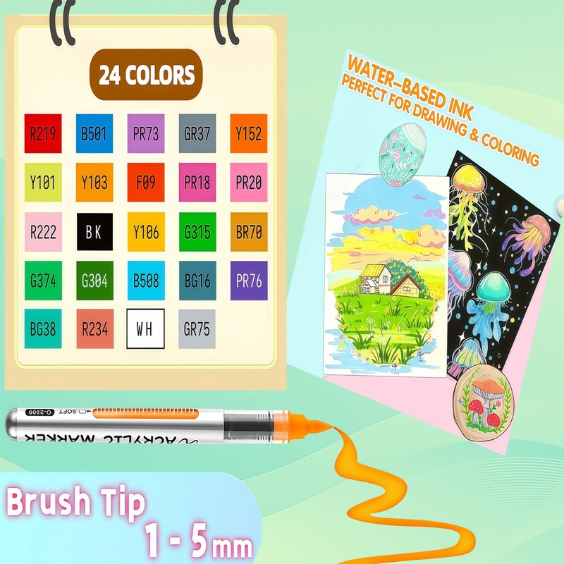 BAIZHI Acrylic Paint Markers Set, Direct Liquid Acrylic Marker pens