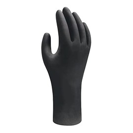 SHOWA 6112PFM1000 Biodegradable Disposable Glove with ETB, Nitrile, Powder-Free, 4 mil, 9.5" Length, Rolled Cuff, Black, M (Pack of 1000)