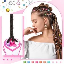 Lasnten Automatic Hair Braider Machine Electric Hair Braiding Tools DIY Styling Kit with Self Adhesive Gems and Jewelry Beads Salon Styling Tool Acces