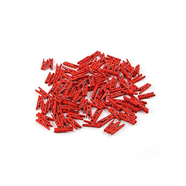 100 Mini Wooden pegs (Red)