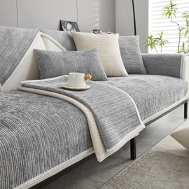 BohrenCL Sofa Covers 1 2 3 4 Seater, Sofa Seat Covers, Non Slip Sofa Cover, Settee Covers Pet Dog, Sofa Slipcovers L Shape Furniture Protector for Living Room, Light Gray, 70x70cm