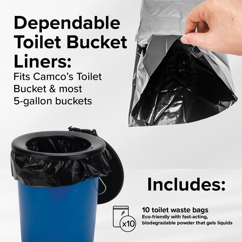 Camco Toilet Waste Bags - Features a Biodegradable Powder &