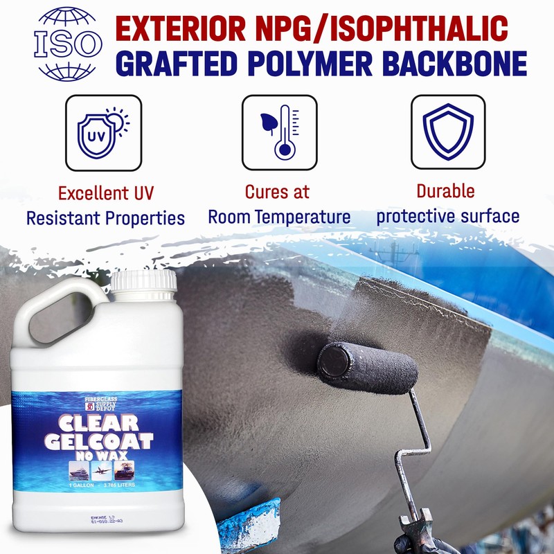 Fiberglass Supply Depot Clear Gelcoat Without Wax – UV-Resistant Marine