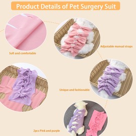 Persoshow Cat Sterilization Recovery Suit,2pcs Pet Surgical Recovery Suit Female Dog Onesie Surgery Clothes Wound Care for Cats Puppy
