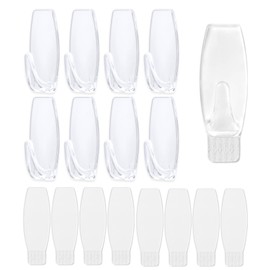 Large Utility Hooks,20-Hooks,24-Strips,Clear Wall Hook with Removable Strips Value Pack，Organize Damage Free,Removes Cleanly,Hanger Hook for Decorations