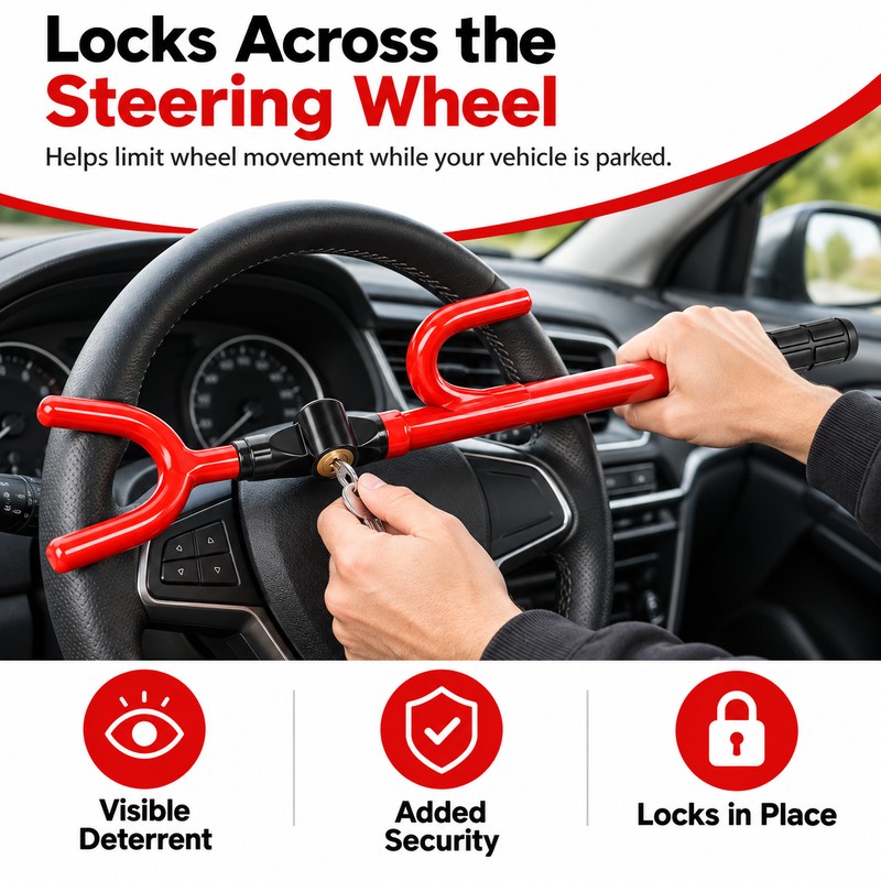 Telescopic Steering Wheel Lock for Vehicle Security – Twin-Bar ABS