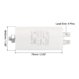 PATIKIL CBB60 15uF Running Capacitor, AC 450V 4 Pins 50/60Hz Cylinder Bottom with Screw 75x40mm for Air Compressor,Cleaning Machine Motor Star
