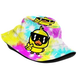 TUSBUIR Duck and Tie Dye 2 Bucket Hat Fisherman Hat Beach Travel Sun Hat Outdoor Cap for Adults Men Women