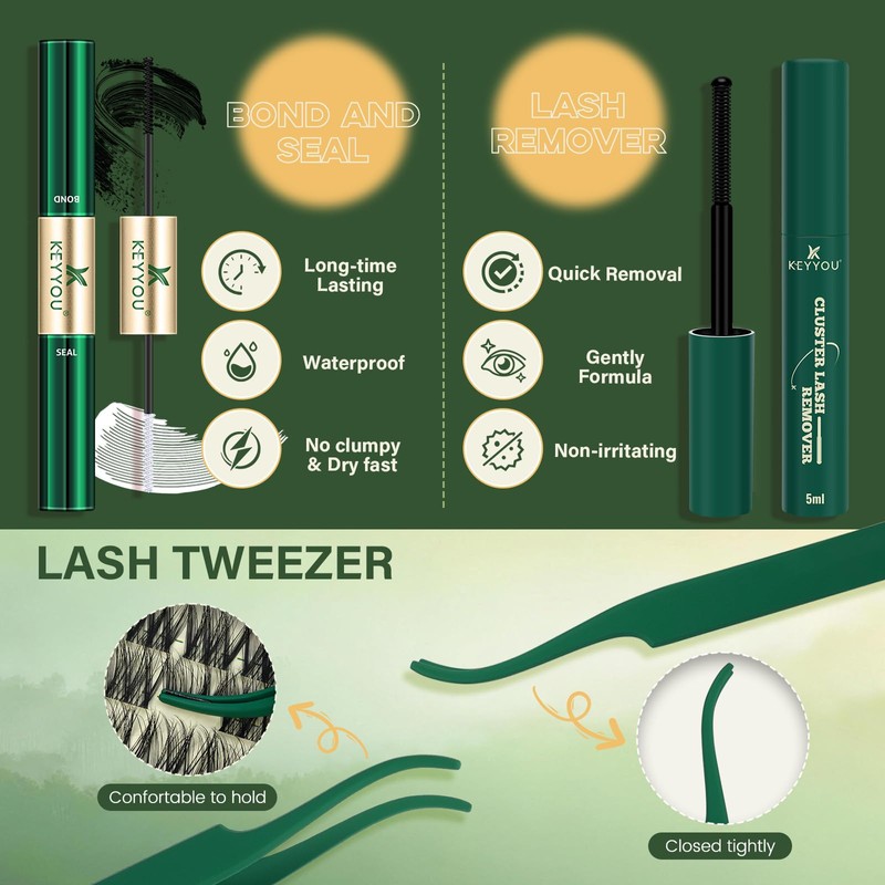 Natural Lash Clusters Kit, Wispy Fluffy Lashes Kit Velvetpuff C