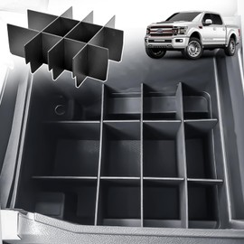 Center Console Organizer Compatible with Ford F150 2015-2020, F250/F350/F450 SuperDuty 2017-2022, Expedition 2018-2024 Accessories, Middle Console Organizer Divider (full console w/bucket seats ONLY)