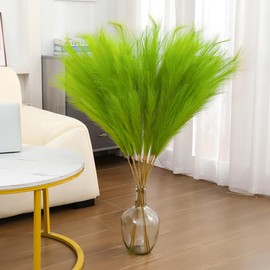 Wttisel 43" Green Pampas Grass Decor - 8 PCS Tall Faux Pampas Grass for Floor Vase Fluffy Artificial Pampas Grass for Wedding Boho Home Baby Shower Mothers Day Decoration