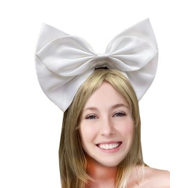 SACASUSA Cute Jumbo Oversize Huge Satin Bow Headband Hairband Hair Hoop Costume Accessories Party Props White