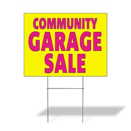 Weatherproof Yard Sign Community Garage Sale A Advertising Printing Lawn Garden 18x12 Inches 1 Side Print