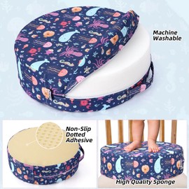 Zicac Portable Seat Cushion Washable with Non-Slip Bottom, Detachable Strong Support Cushion for Toddler Kids Baby Infant (Purple Octopus)