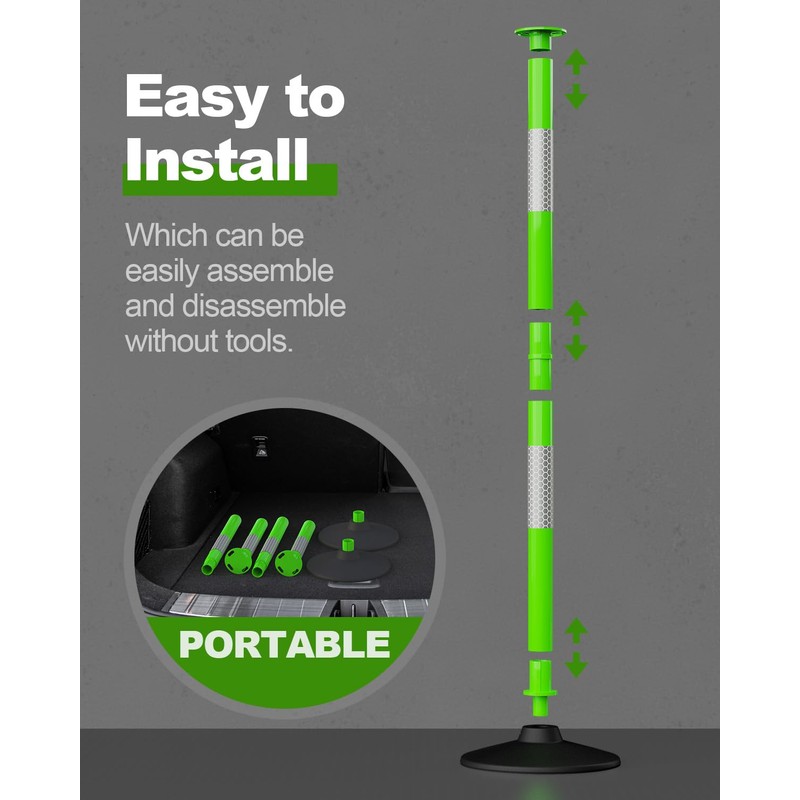 RoadHero 3 Pack Traffic Delineator Post with Weighted Rubber Base,