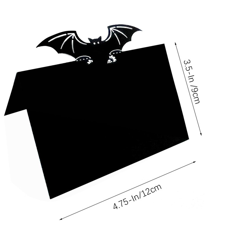 Halloween Bat Place Cards - Black Table Tent Cards &
