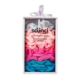 Scunci by Conair Gift Set, Gift Box Under $20, Includes 10 Scrunchies in Pink and Purple Shades