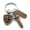 JewelryEveryday Bronze Sword, Small Shield & Fearless Charm Keychain, Knight