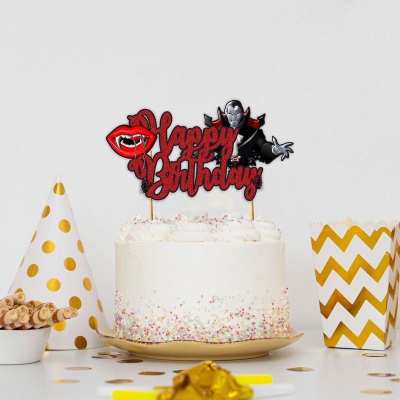 Seyal® - Decoración para tarta de feliz cumpleaños de vampiro