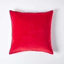 Homescapes Velvet Cushion Cover, Red, Soft Decorative Cushion Cover 40 x 40 cm, Decorative Cushion Cover for Decorative Cushions and Sofa Cushions with Concealed Zip