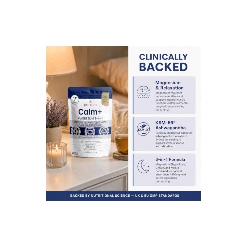 Magnesium Glycinate 3-in-1 Complex 1850mg Bisglycinate, Citrate & Malate with
