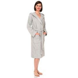 TowelSelections Womens Robe, Premium Cotton Hooded Bathrobe for Women, Soft Terry Cloth Robes for Women X-Small Glacier Gray