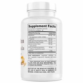 Fórmula suave y tranquila para dormir con magnesio, L-teanina, melatonina, GABA, 5-Htp | Ayuda para dormir | Sin OMG - 60 cápsulas