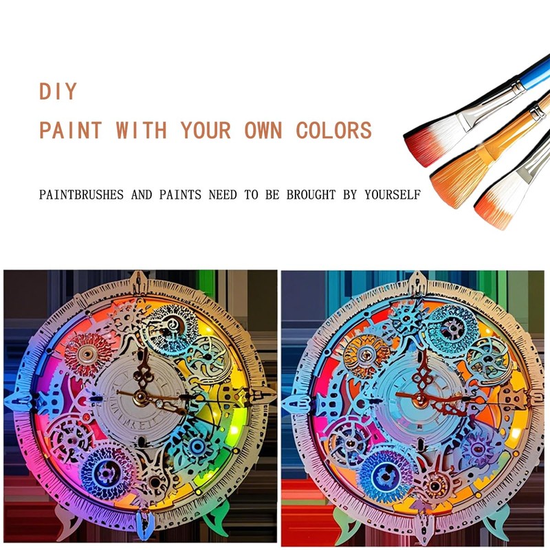Havefunfun LED 3D Wooden Clock Puzzle, 106 Piece 3D Puzzle