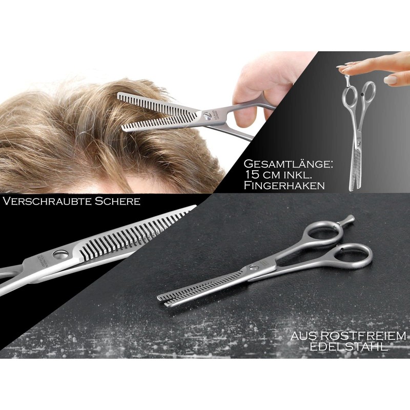 Solingen Thinning Scissors, Hairdressing Scissors with Sharp Double-Sided Toothing, Made
