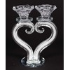 Clear Crystal Heart Shaped Candle Holder Two Taper Candles Shiny