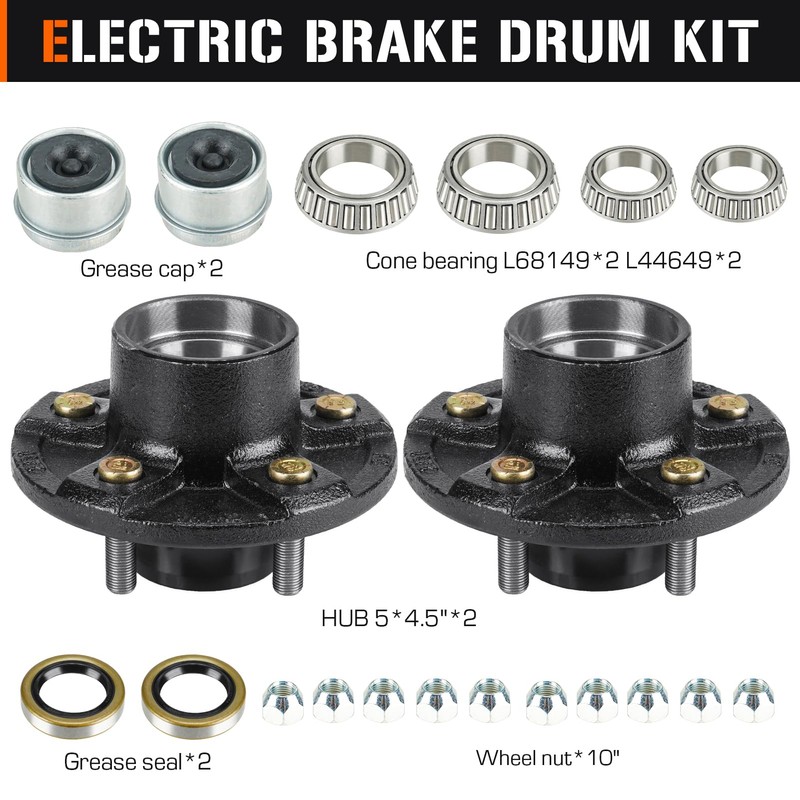 AEagle 2 Sets 5 on 4.5" Bolt Circle Trailer Hub