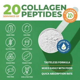 ForestLeaf Collagen Peptides Powder Unflavored - Hydrolyzed Grass Fed Keto Collagen Protein Powder Type 1, 2 & 3 - Vital Hair, Skin, Nails, Joints, Recovery, 11g Per Serving