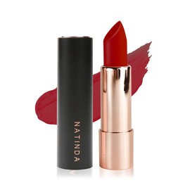 Natinda Art in Black Matte Lipstick Toned down calm deep red 08 sexy number one / 나틴다 아트인블랙 매트 립스틱 톤다운 된 차분한 딥레드 08 섹시 넘버 원