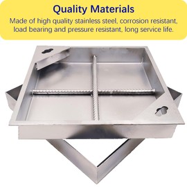 MOSINSBO Stainless Steel Manhole Cover and Frame 12x12, B Class Square Septic Tank Lid with Base, Invisible Sewage Basin Cover, Heavy Duty Metal Inspection Lid for Driveway, Yard (11.8X 11.8)