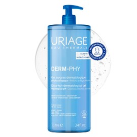 Uriage Derm-Phy Extra-Rich Dermatological Cleansing Gel 1L - Fresh Face, Body Foaming Cleanser - Sensitive, Dry Skin - Hydrates, Preserves the Hydrolipidic Film - Paraben, Soap-Free - Physiological pH
