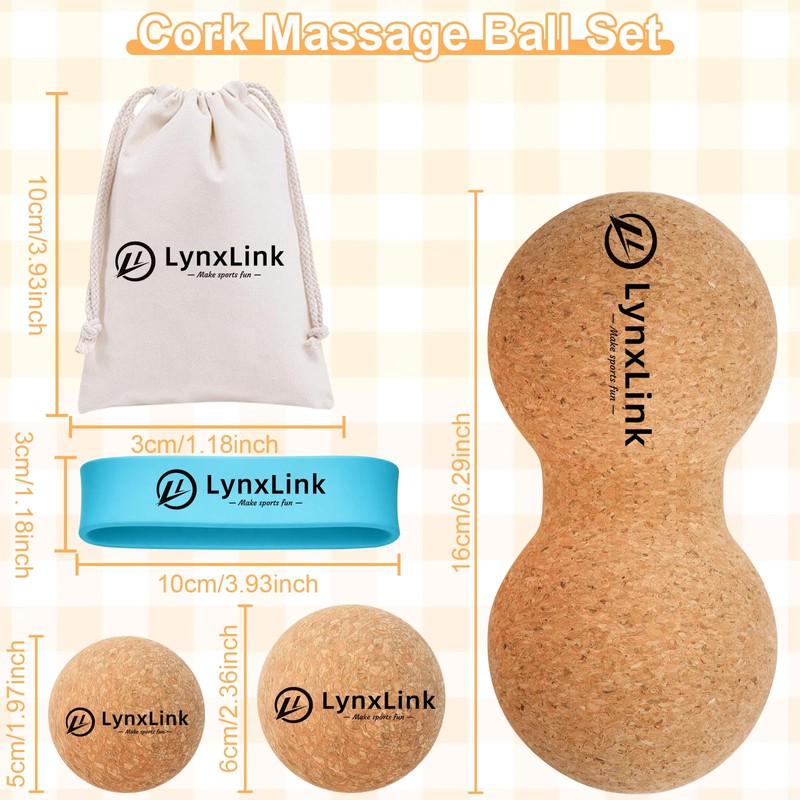 Cork Massage Ball Set - Cork Peanut Massage Ball, 2.4"