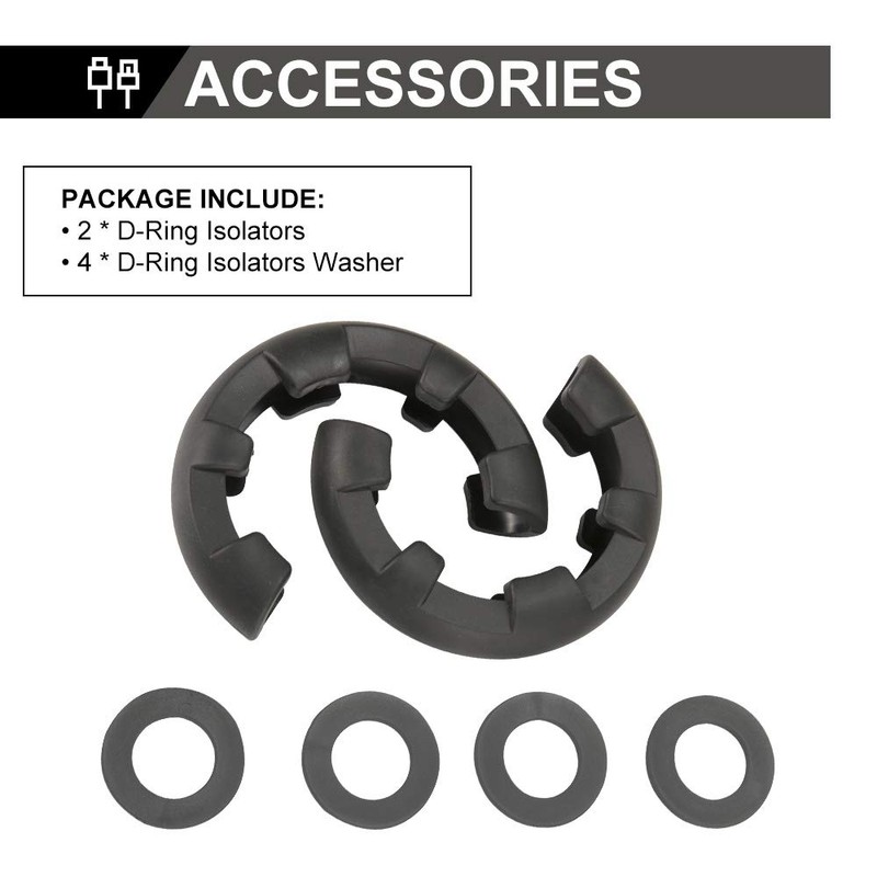 BUNKER INDUST D Ring/Shackle Isolator Kit,1 Pair Black D-Ring Isolator