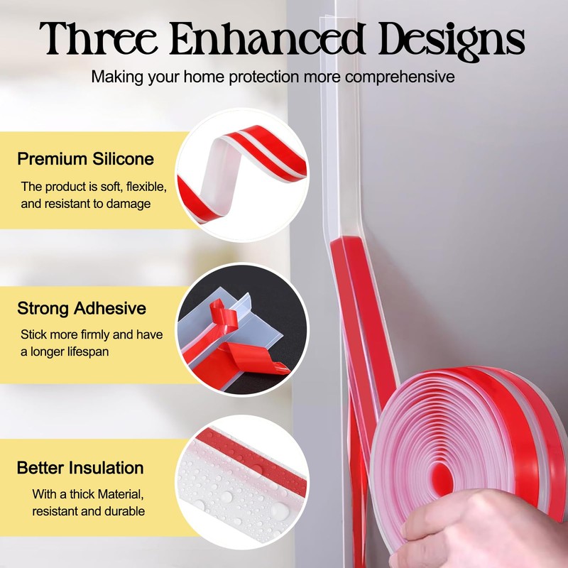 20Ft Shower Door Seal Strip for Door Frame, T-Shaped Clear