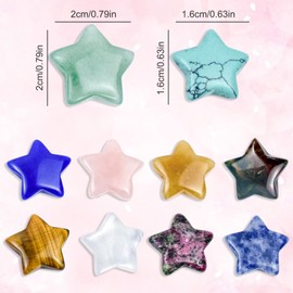10 Pcs Chakra Stones Healing Crystals Set Star Crystals Worry Stone Palm Stone Natural Crystal Stones Polished Gemstones Bulk for Yoga Reiki Balancing, Anxiety Therapy, Meditation, Beginners, Gift