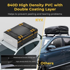 VIWIK 15 Cu.ft. Car Cargo Roof Bag,Anti-Tear Vehicle Cargo Carrier Bag, Rooftop Cargo Carrier-Heavy Duty Luggage Bag with Rain Curtain, Reinforced Straps Car Top Soft Shell Carrier, PVC Fabric Black