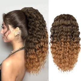Curly Ponytail Extensions with Drawstring for Black Women Curly Clip in Hair Extensions 18 Inch Synthetic Hairpiece for Daily Use