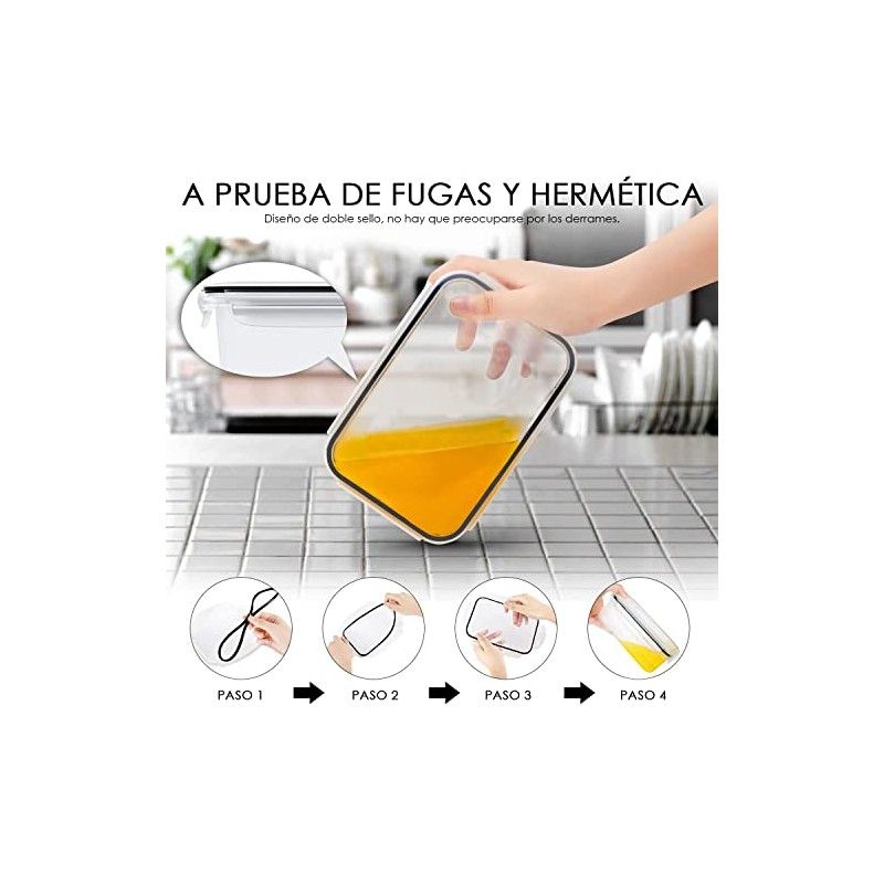 Juego de recipientes herméticos de plástico para almacenamiento de alimento