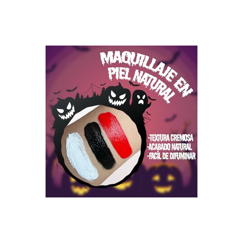 GRUPO CARNAVALLIA Kit 3 Bases de Maquillaje Facial Pintura Blanco