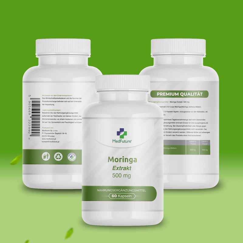 Moringa Oleifera Extract Capsules 500 mg - 60 Capsules High