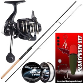 Angel-Berger Steck Fishing Set Rod Reel with Accessories (Pike Fishing Set)