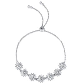 SecreTalk 3.5CT Moissanite Tennis Bracelet for Women, Sunflower 925 Sterling Silver D Color Ideal Cut Moissanite Bracelet with Certificate of Authenticity (3.5CT)