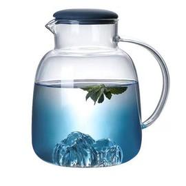 Skystal, Heat and Cold Resistant Glass Pitcher with Lid, Handle and Spout, Stovetop & Microwave Safe Water Jug Carafe for Hot and Iced water, Homemade Juice, Cold Tea, Milk, Wine and Coffee (60 OZ)