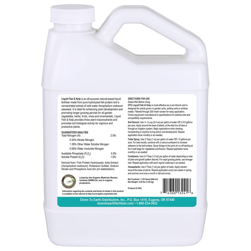 Down to Earth Liquid Fish & Kelp 2-4-1, 1 Quart