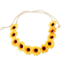 Sunflower Crown Hair Wreath Hippie Headbands for Women Girls Boho Floral Hairbands Bridal Headpiece for Wedding Hair Pieces for Bride Hair Accessories for Photo Props